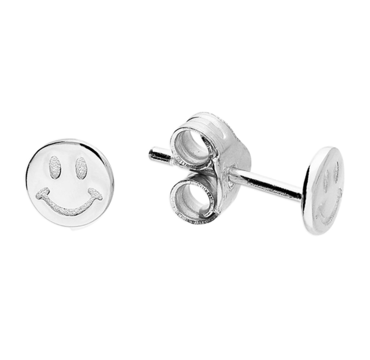 Sterling Silver Smiley Stud