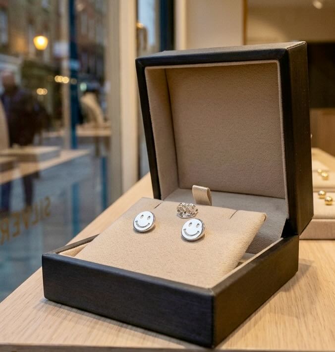 Sterling Silver Smiley Stud