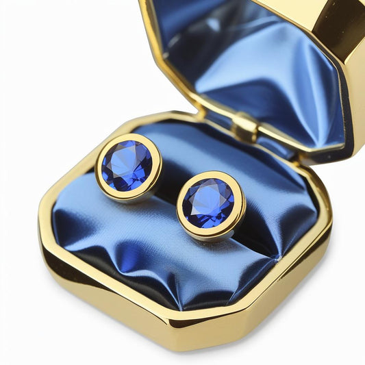 September Birthstone Stud Earrings - Blue Sapphire