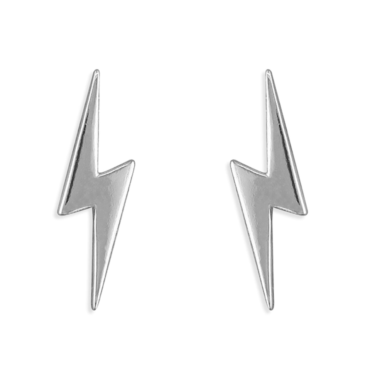 Sterling Silver Lightening Bolt Stud Earrings