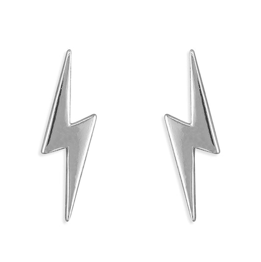 Sterling Silver Lightening Bolt Stud Earrings