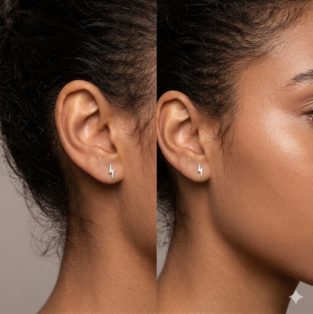 Sterling Silver Lightening Bolt Stud Earrings