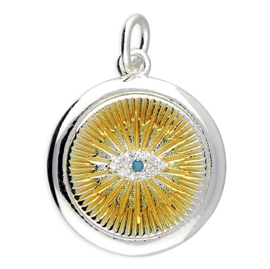 Two-Tone Evil Eye Pendant