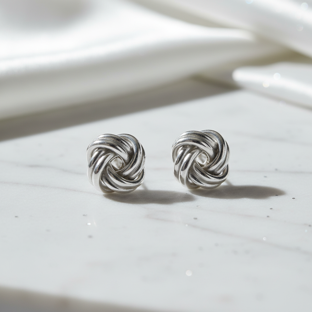 Sterling Silver Love Knot Earrings - Lifestyle