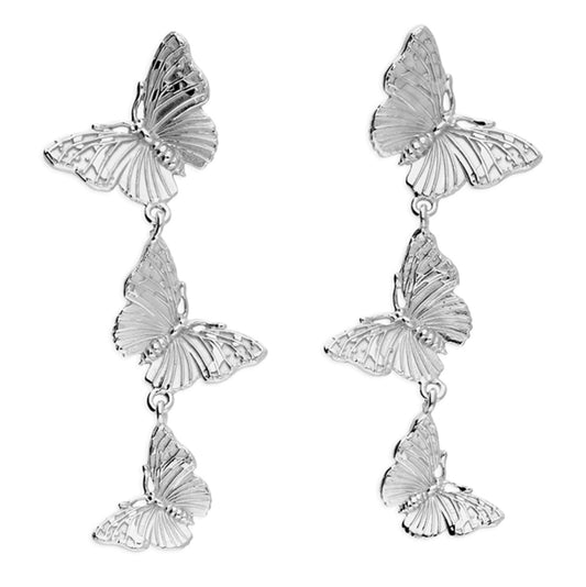 Sterling Silver Triple Butterfly Earring